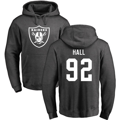 Men Oakland Raiders Ash P J Hall One Color NFL Football 92 Pullover Hoodie Sweatshirts